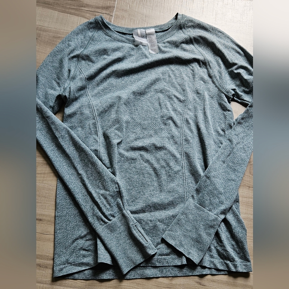 Gray Long Sleeve Athletic Top